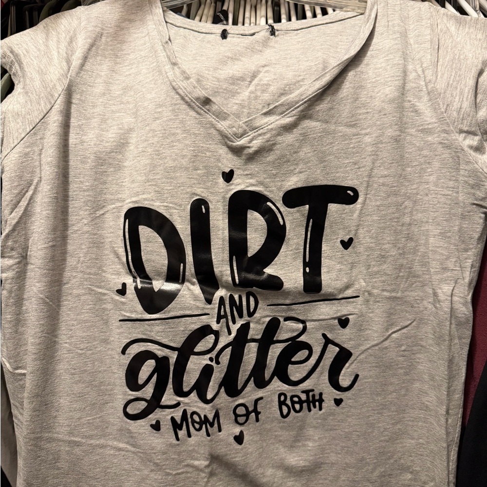 Derek Heart Gray Tee with Black Glitter Print